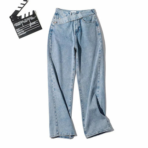Graphic Straight Denim High Waist Jeans