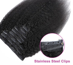 Blow out Kinky Straight Hair Clip In Human Hair