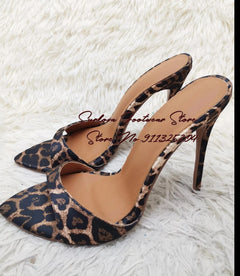 Vanille Leopard Heel Slippers