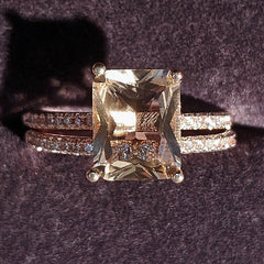 Rose Gold Color Wedding Ring Set