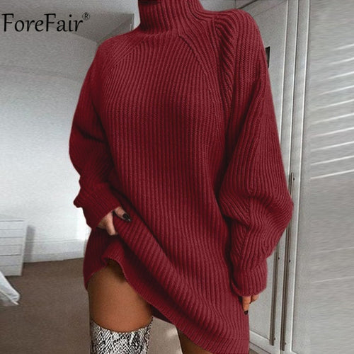 Turtleneck Long Sleeve Sweater Dress - SASSY VANILLE