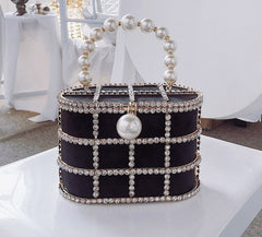 Diamonds Basket Evening Clutch Bags Women 2019 Luxury Hollow Out Preal Beaded Metallic Cage Handbags Ladies Wedding Party Purse - SASSY VANILLE
