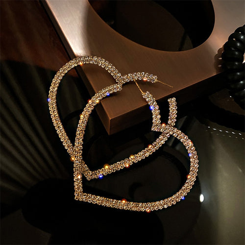 Big Heart Crystal Hoop Earrings - SASSY VANILLE