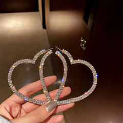 Big Heart Crystal Hoop Earrings - SASSY VANILLE