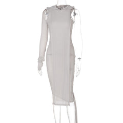 Tight Dress One Sleeve Knit Asymmetric - SASSY VANILLE