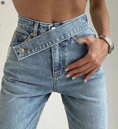 Graphic Straight Denim High Waist Jeans