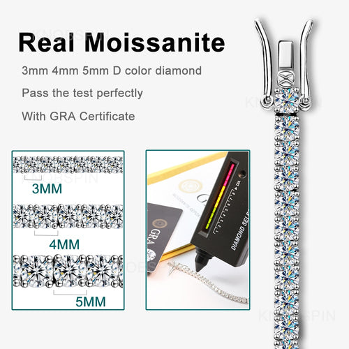 Moissanite Sterling Silver riviera Bracelets GRA certified