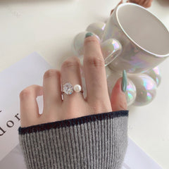 Silver Moissanite and  Pearl Ring - SASSY VANILLE