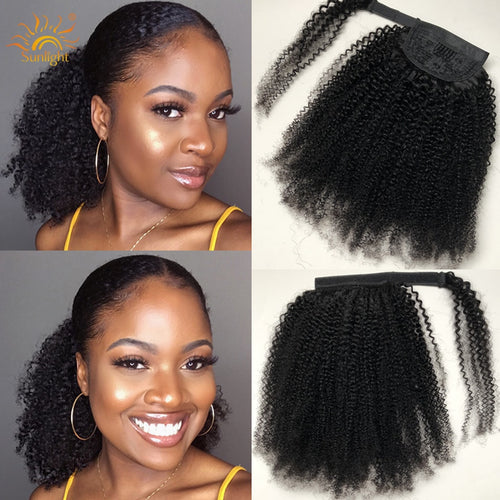 Ponytail Human Hair Afro to straight