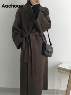 Elegant Long Wool Coat With Belt