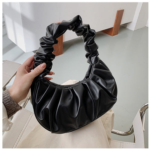 2022 Summer Pleated Handlebags For Women PU Cloud Bags Leisure Armpit Bag Shopping Shoulder Bags Dumpling Handbag Female - SASSY VANILLE